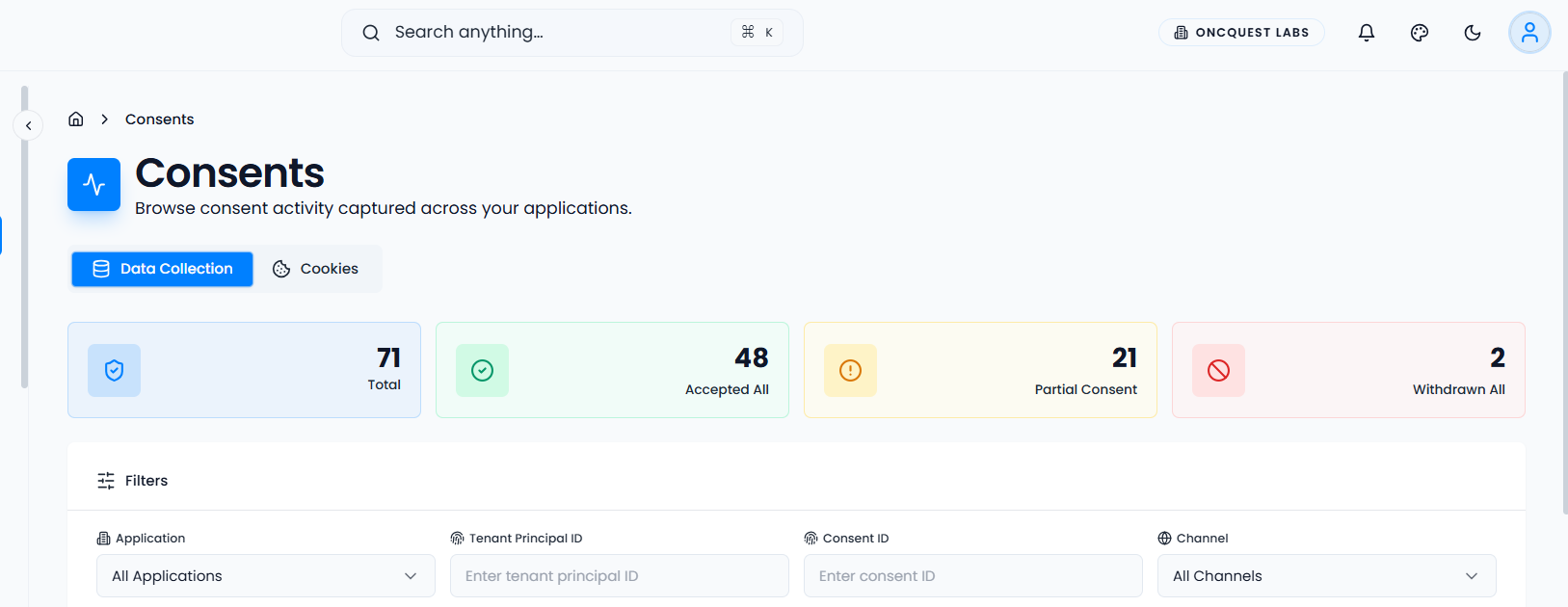 Digital Anumati consent manager dashboard
